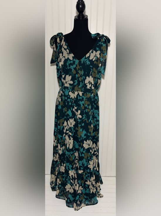 LOFT Dresses & Skirts - Loft Maxi Dress Floral Romantic Feminine Green Womens Size 12 Flowy